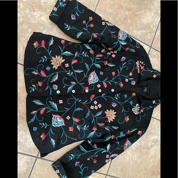 Silkland M Embroidered Silk blouse Top - Picture 1 of 6